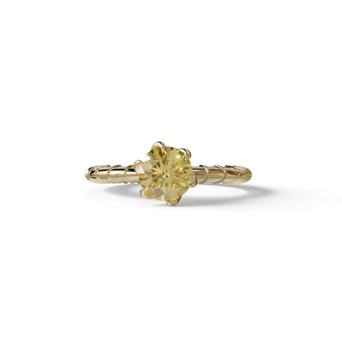 1 Carat Yellow Round Cut Lab Diamond Ring - Hyper Glam - 10K Solid Gold / Yellow Gold