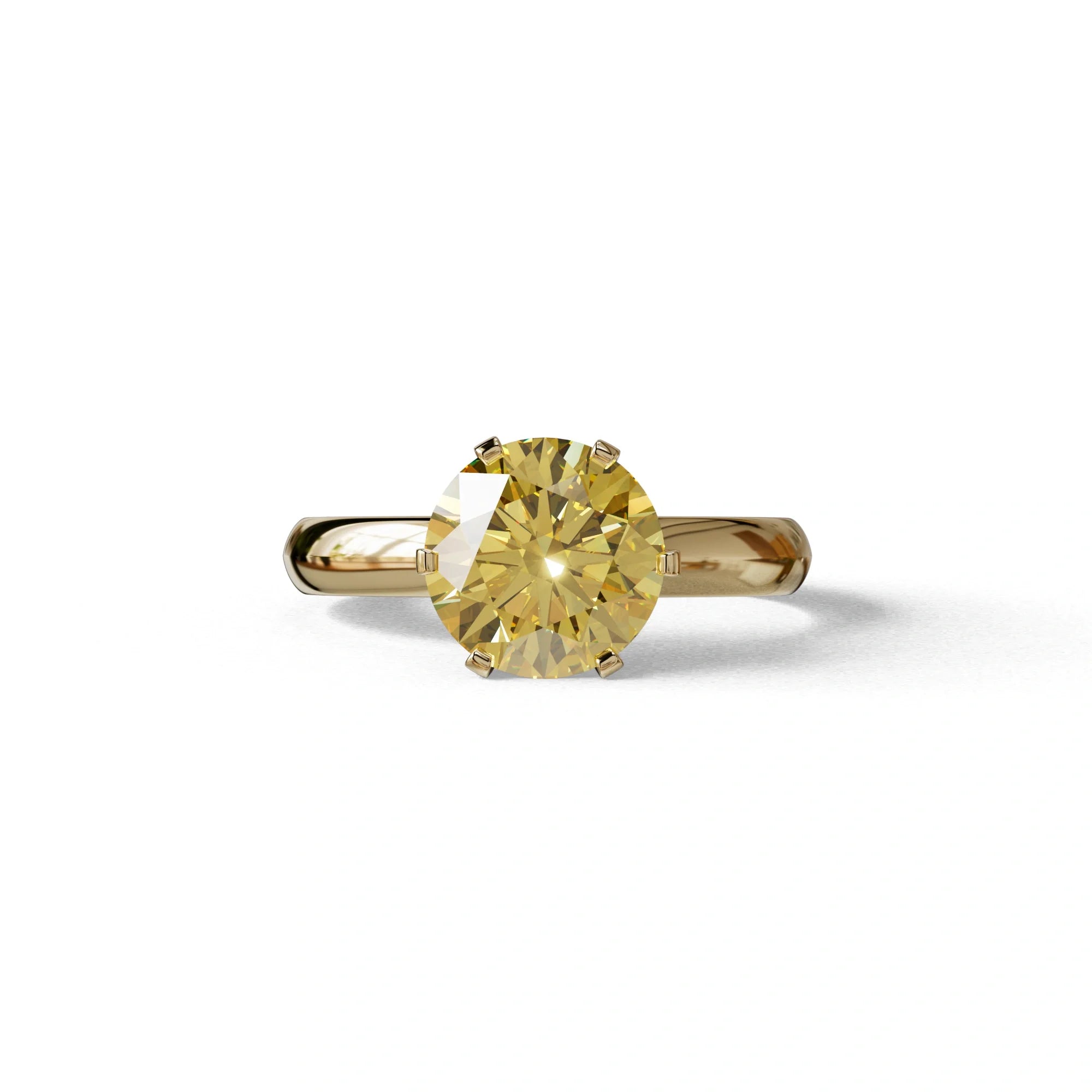 2 Carat Yellow Round Cut Solitaire Lab Diamond Ring - Fury - 10K Solid Gold / Yellow Gold