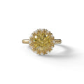 3 Carat Yellow Round Shaped Halo Lab Diamond Ring - Sunflower - 10K Solid Gold / Yellow Gold