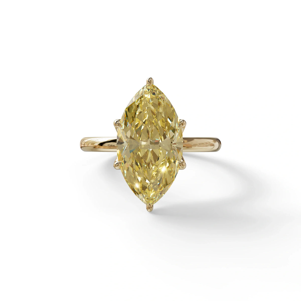5 Carat Yellow Lab Grown Diamond Engagement Ring · Marquise Cut Hidden Halo | Etoile - view 1