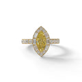 1 Carat Yellow Marquise Halo Pave Lab Grown Diamond Ring - Luxe - 10K Solid Gold / Yellow Gold