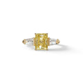 3Ct Yellow Radiant & Tapered Cut Lab Grown Diamond Three Stone Engagement Ring - Yana - 10K Solid Gold / Yellow Gold