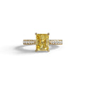2 Carat Yellow Radiant Cut Halo & Pave Lab Grown Diamond Ring- Asphalt