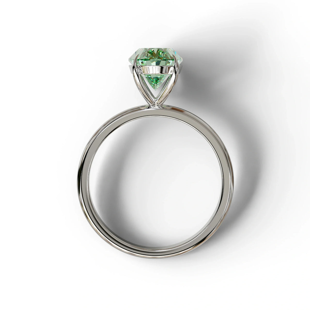 Green Oval Cut Solitaire Lab Grown Diamond Engagement Ring - Curiosa