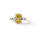 3Ct Yellow Oval Cut Lab Grown Diamond Three Stone Engagement Ring - Myza - 10K Solid Gold / Yellow Gold