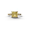 Yellow Asscher Cut Solitaire Lab Grown Diamond Engagement Ring - Fabriciana - 2 Carat / 10K Solid Gold / Yellow Gold