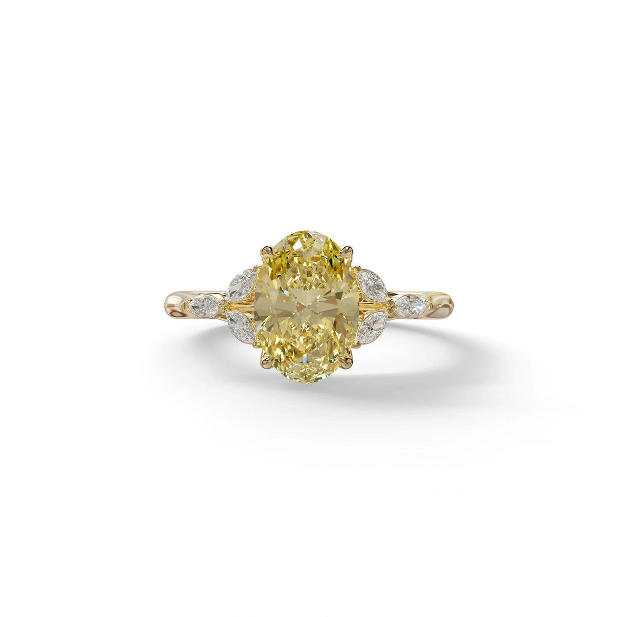 2.5 Carat Yellow Lab Grown Diamond Engagement Ring · Oval Cut Nature-Inspired | Halcyon - view 1