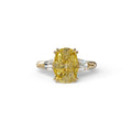 4 Carat Yellow Elongated Cushion Cut Lab Diamond Engagement Ring - Sagittarius - 10K Solid Gold / Yellow Gold