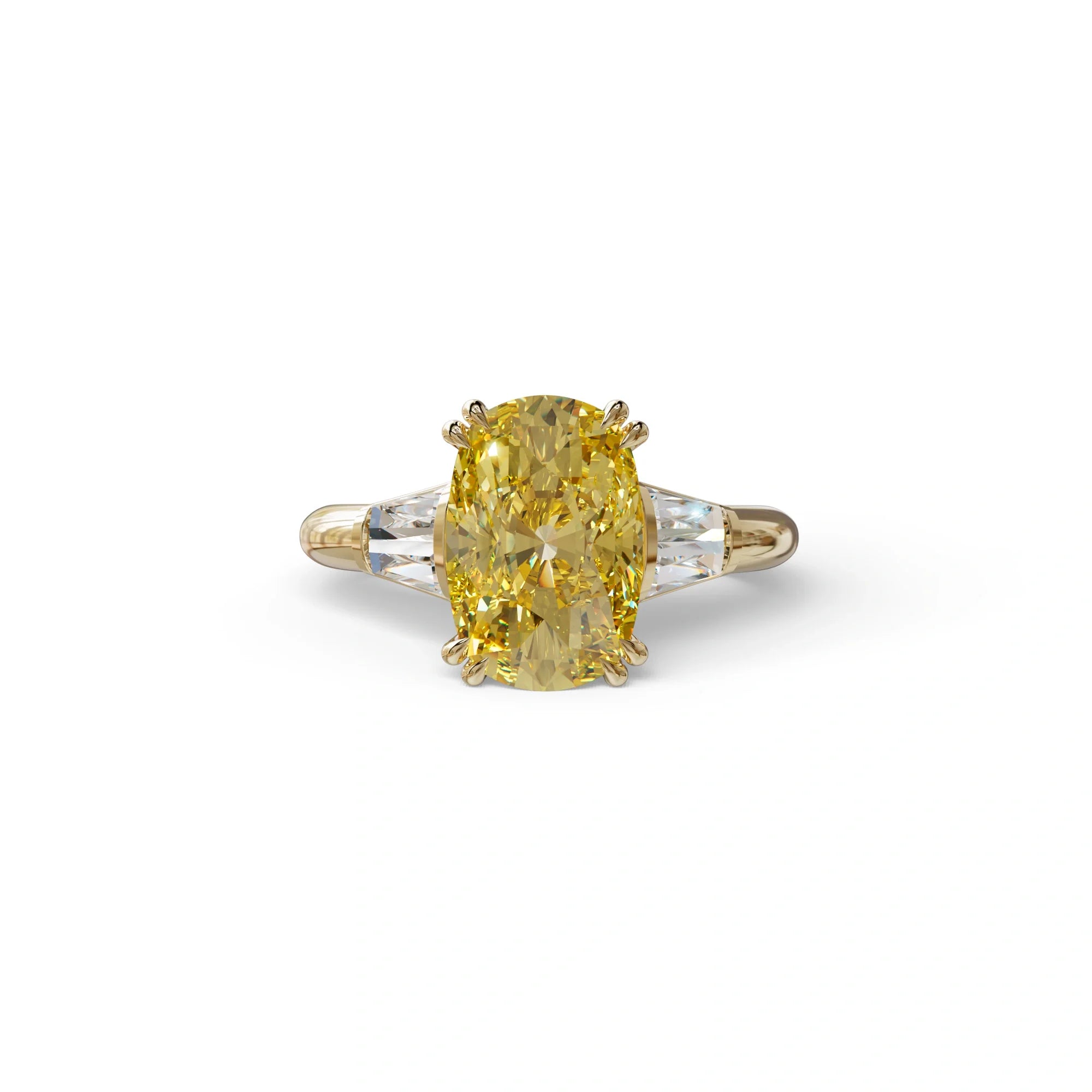 4 Carat Yellow Elongated Cushion Cut Lab Diamond Engagement Ring - Sagittarius - 10K Solid Gold / Yellow Gold