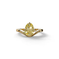 Nested 2 Carat Fancy Yellow Oval Cut Solitaire Lab Grown Diamond Engagement Ring - Aura - 10K Solid Gold / Yellow Gold