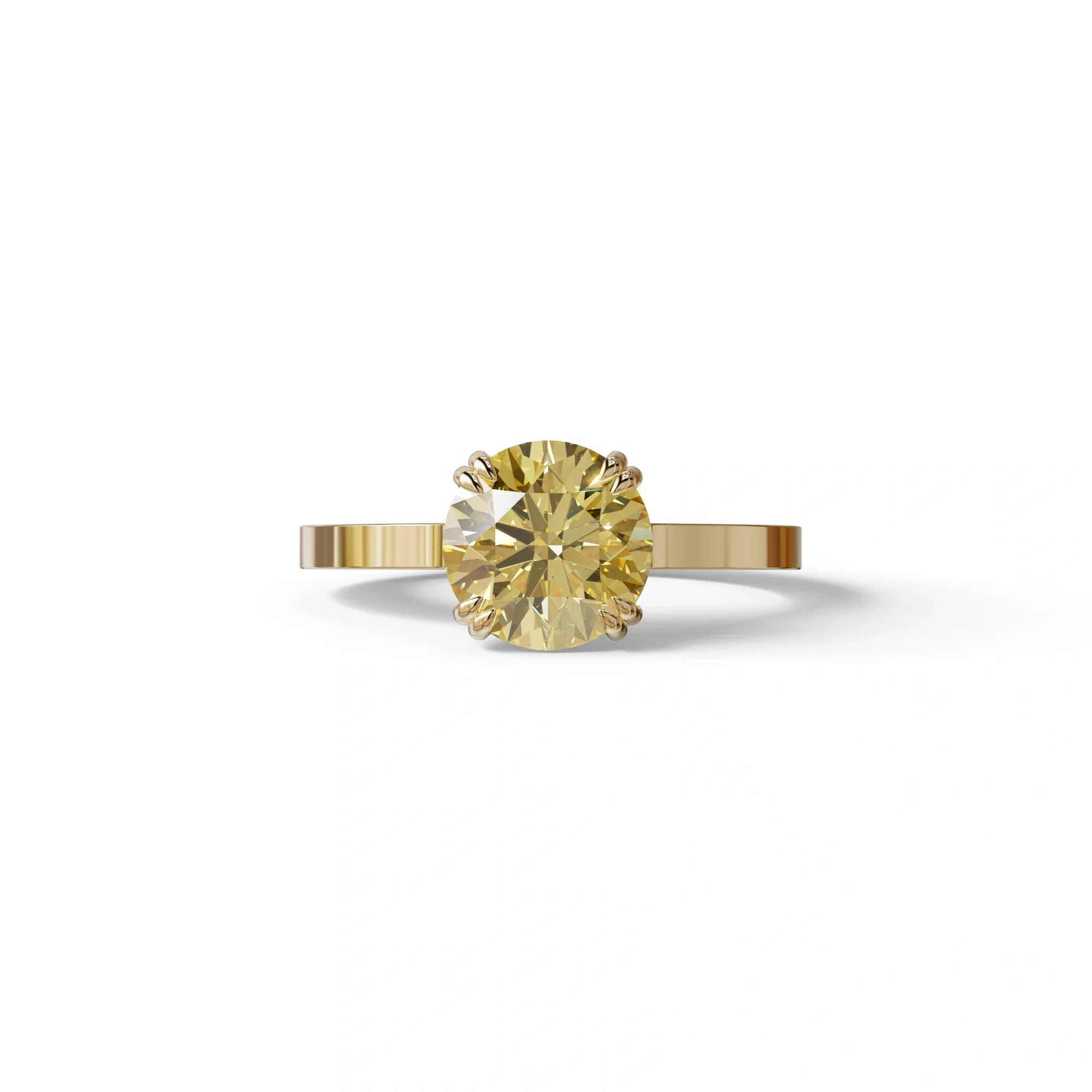 2 Carat Yellow Round Cut Hidden Halo Lab Diamond Engagement Ring - Maeve - 10K Solid Gold / Yellow Gold