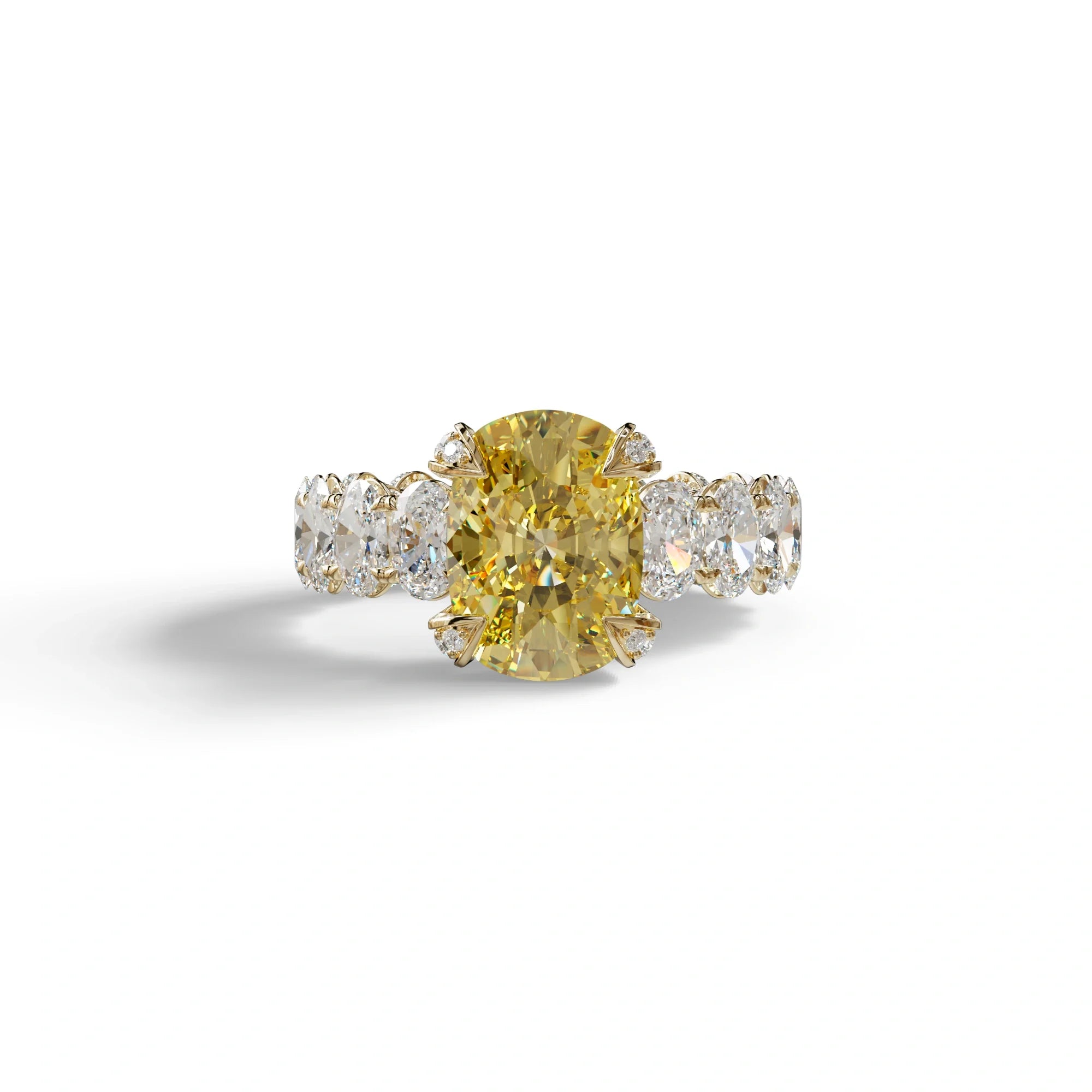 4 Carat Yellow Oval Cut Full Eternity Lab Grown Diamond Ring - Enigma - 10K Solid Gold / Yellow Gold