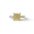 3 Carat Yellow Princess Cut Pave Lab Created Ring - Elysia - 10K Solid Gold / Yellow Gold