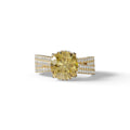 2 Carat Yellow Round Cut Hidden Halo Lab & Pave Lab Diamond Ring - Je t’aime - 10K Solid Gold / Yellow Gold