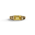 2 Carat Yellow Emerald Cut East West Lab Diamond Ring - Ashleen - 10K Solid Gold / Yellow Gold