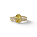 3 Carat Fancy Vivid Yellow Oval Cut Bezel Setting Lab Grown Diamond Engagement Ring- Prisma - 10K Solid Gold / Yellow