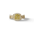 3 Carat Yellow Cushion Cut Lab Grown Halo Diamond Engagement Ring - Odessa - 10K Solid Gold / Yellow Gold