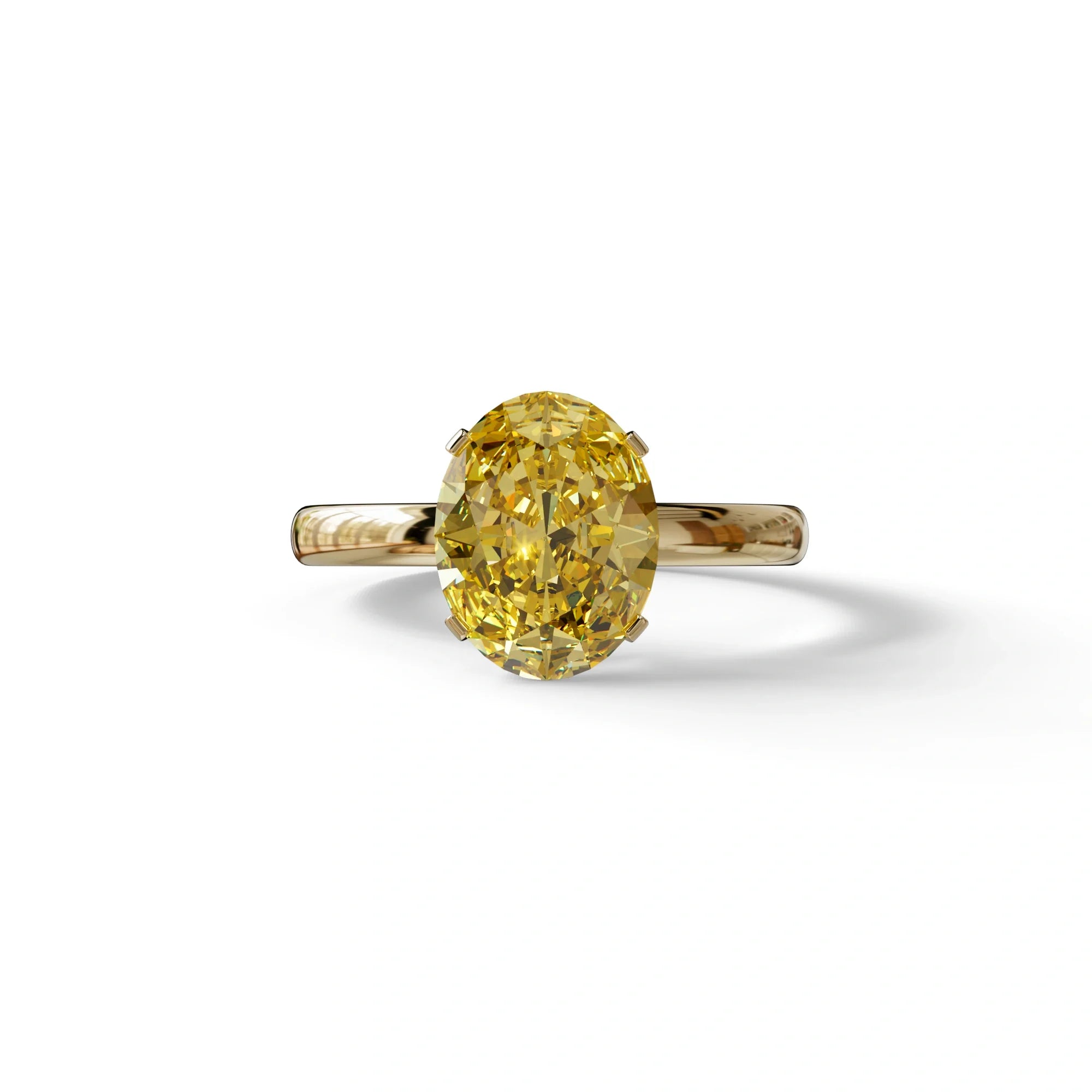 2ct Oval solitaire Diamond Ring Yellow Color Lab Diamond Engagement Ring - Eira - 10K Solid Gold / Yellow Gold