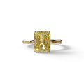3 Carat Fancy Yellow Radiant Cut Hidden Halo Lab Grown Diamond Engagement Ring - 10K Solid Gold / Yellow Gold
