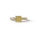 2 Carat Yellow Cushion Cut Lab Diamond Engagement Ring - Leo - 10K Solid Gold / Yellow Gold