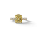 4 Carat Yellow Cushion Cut Hidden Halo Eternity Lab Diamond Engagement Ring - Sandrine - 10K Solid Gold / Yellow Gold