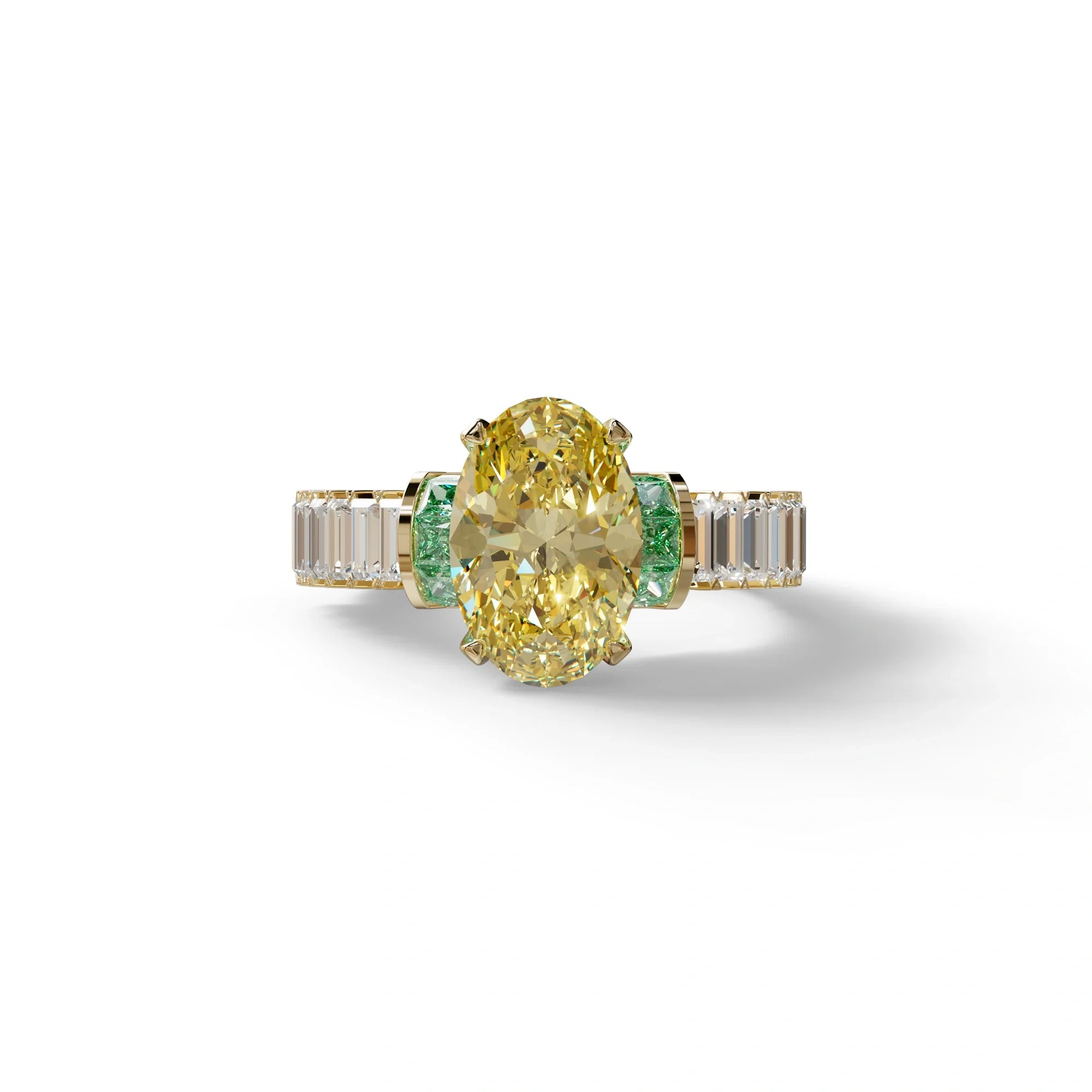 3 Carat Fancy Yellow Oval Cut Lab-Grown Diamond Wedding Ring – Bellora - 10K Solid Gold / Yellow Gold