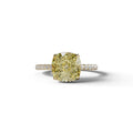 2.5 Carat Yellow Cushion Cut Hidden Halo & Pave Lab Grown Diamond Ring - 10K Solid Gold / Yellow Gold