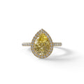 2 Carat Yellow Pear Cut Halo & Pave Lab Diamond Ring - Glam Deck - 10K Solid Gold / Yellow Gold