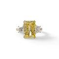 4 Carat Yellow Lab Grown Diamond Engagement Ring – Radiant Cut Three Stone | Tac