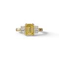3 Carat Emerald Cut Yellow Lab Grown Diamond Engagement Ring - Leela - 10K Solid Gold / Yellow Gold