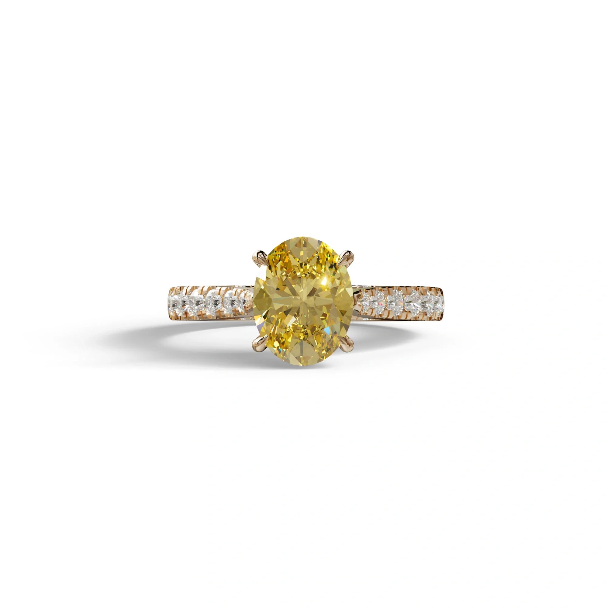 1.50 Carat Yellow Oval Cut Lab Diamond Engagement Ring - Scorpio - 10K Solid Gold / Rose Gold