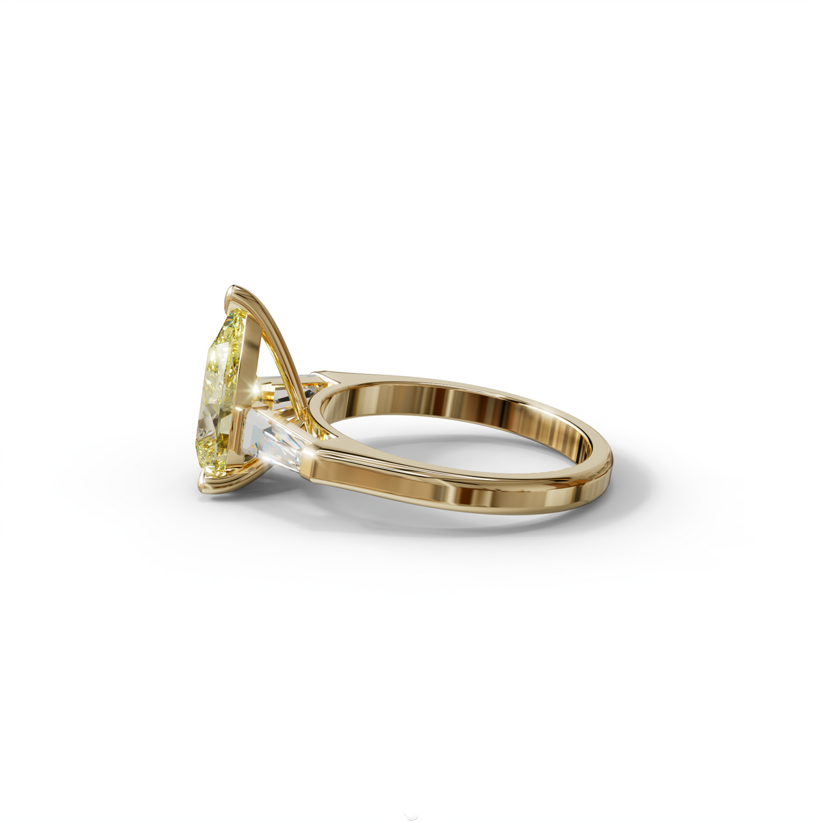 3 Carat Pear Cut Yellow Lab Diamond Engagement Ring - Bella