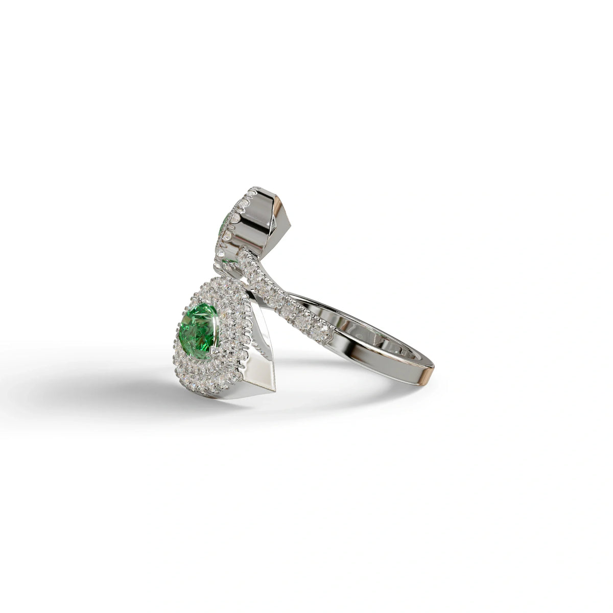 2 Carat Green Pear Cut Halo & Pave Lab Grown Diamond Ring - Ahurissant