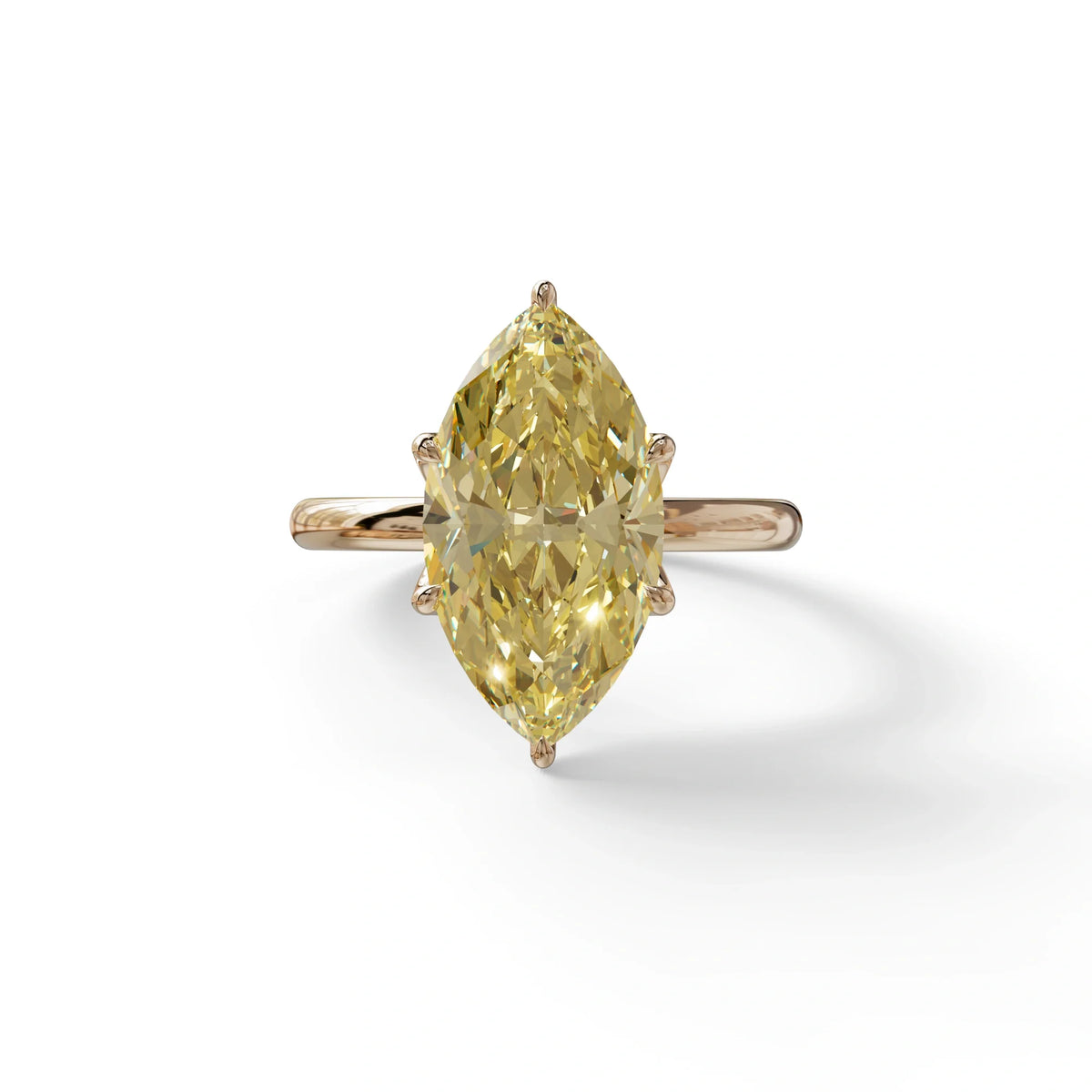 5 Carat Yellow Lab Grown Diamond Engagement Ring · Marquise Cut Hidden Halo | Etoile - view 2