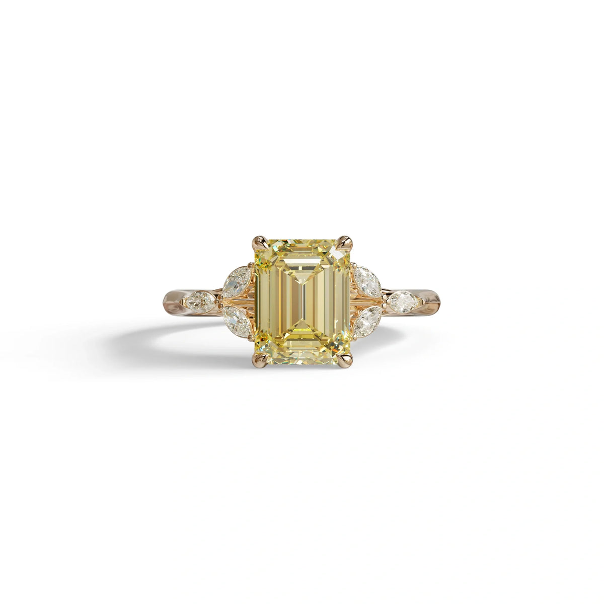 2.5 Carat Yellow Lab Grown Diamond Engagement Ring · Emerald Cut Nature-Inspired | Verona - view 2