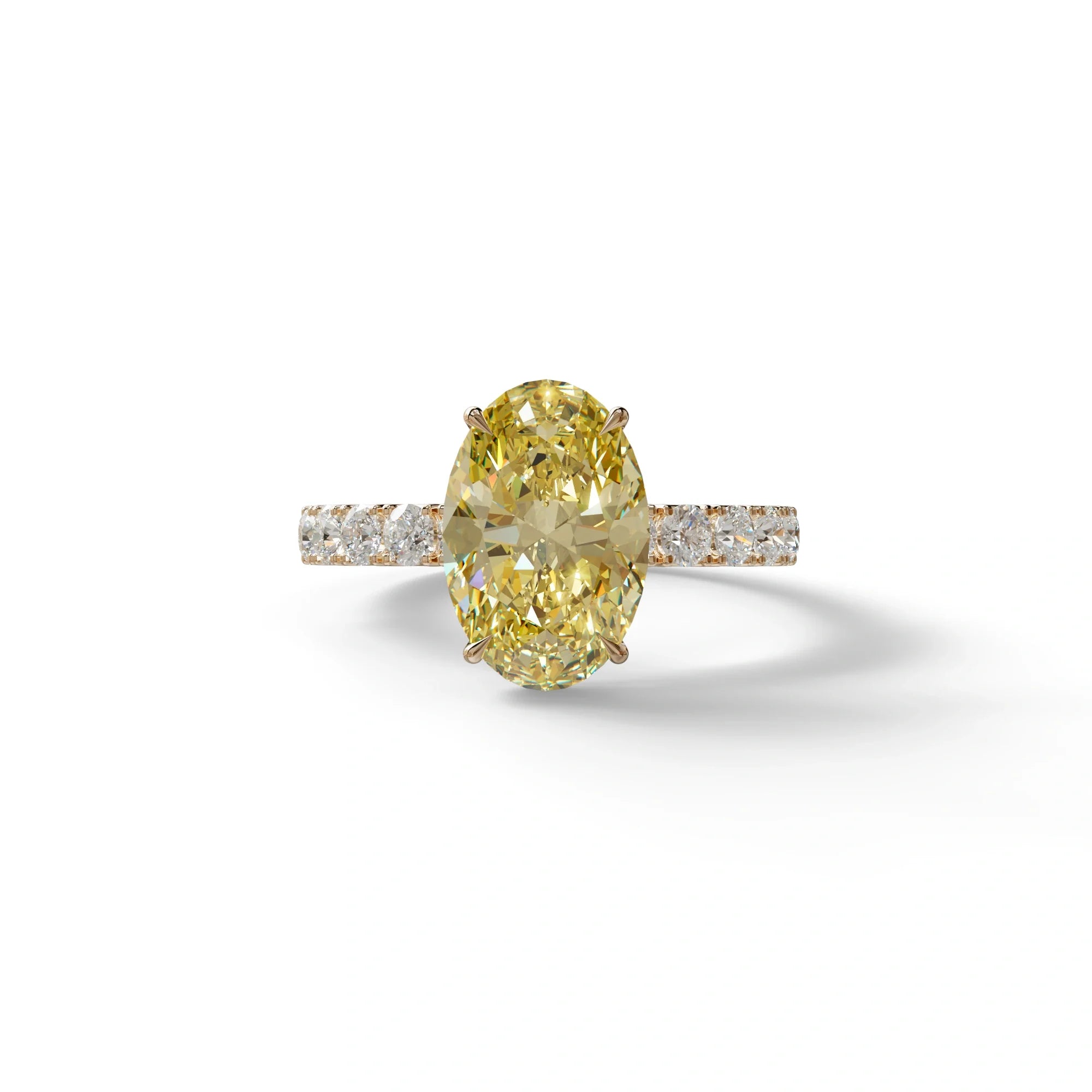 4 Carat Yellow Oval Cut Hidden Halo Lab Diamond Engagement Ring - Christie’s - 10K Solid Gold / Rose Gold
