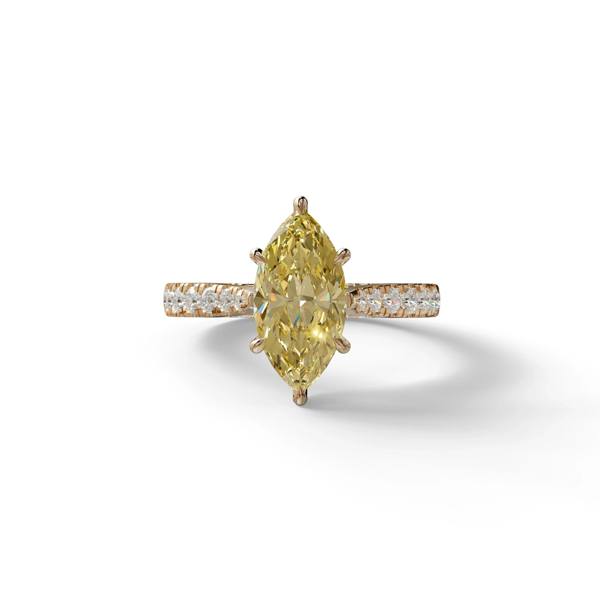 1.5 Carat Yellow Marquise Cut Lab Diamond Hidden Halo & Pave Ring - Ash - 10K Solid Gold / Rose Gold
