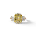 3.5 Carat Yellow Lab Grown Diamond Engagement Ring · Cushion Cut Three Stone | Trilogy - view 2