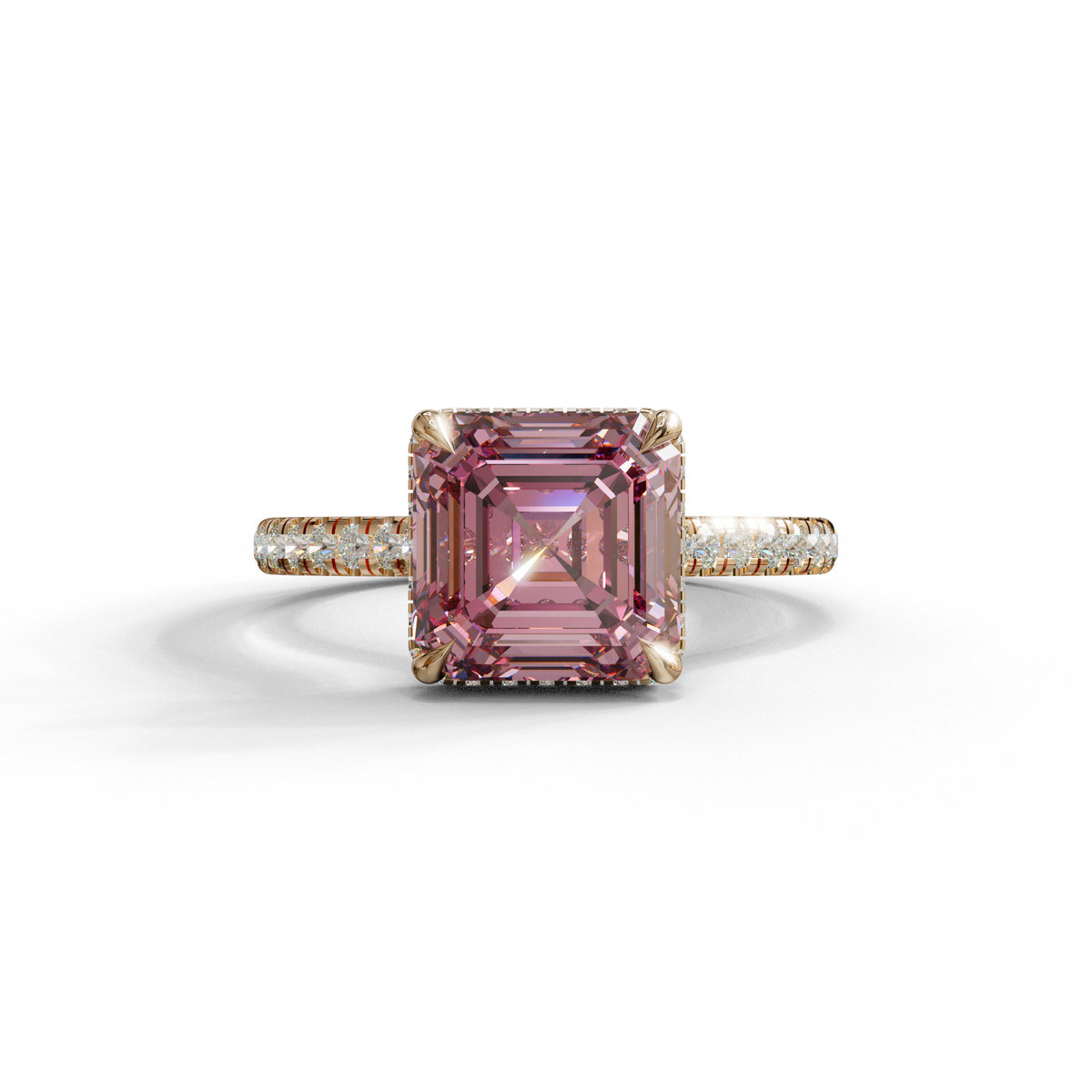 2 to 4 Carat Pink Lab Grown Diamond Engagement Ring – Asscher Cut Halo | Marlene