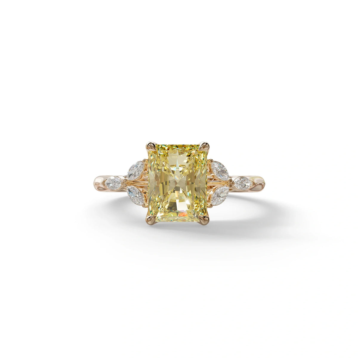 2.5 Carat Yellow Lab Grown Diamond Engagement Ring · Radiant Cut Nature-Inspired | Aurora - view 2