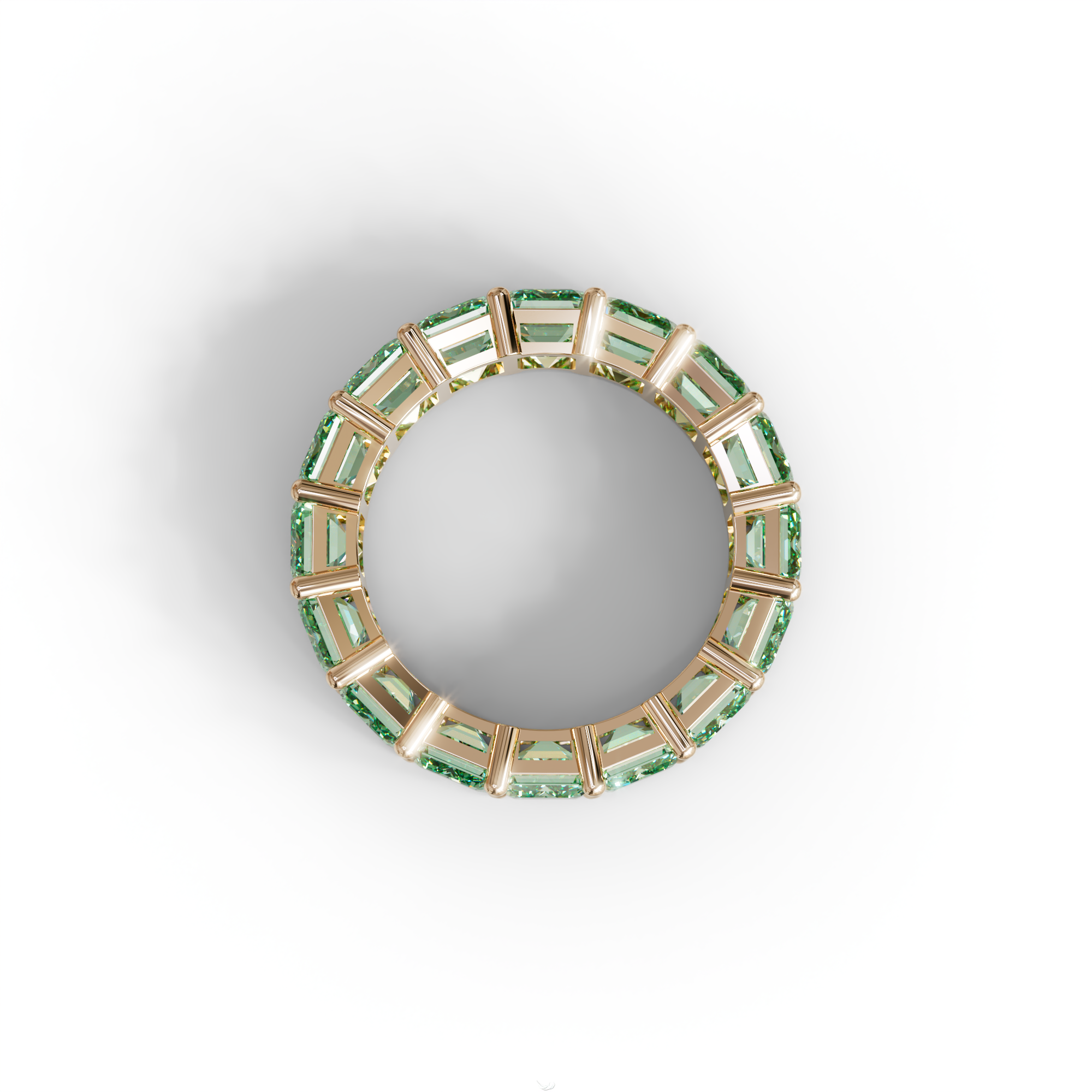 Lab‑Grown Green Emerald‑Cut Diamond Band – Classic Full‑Eternity Style