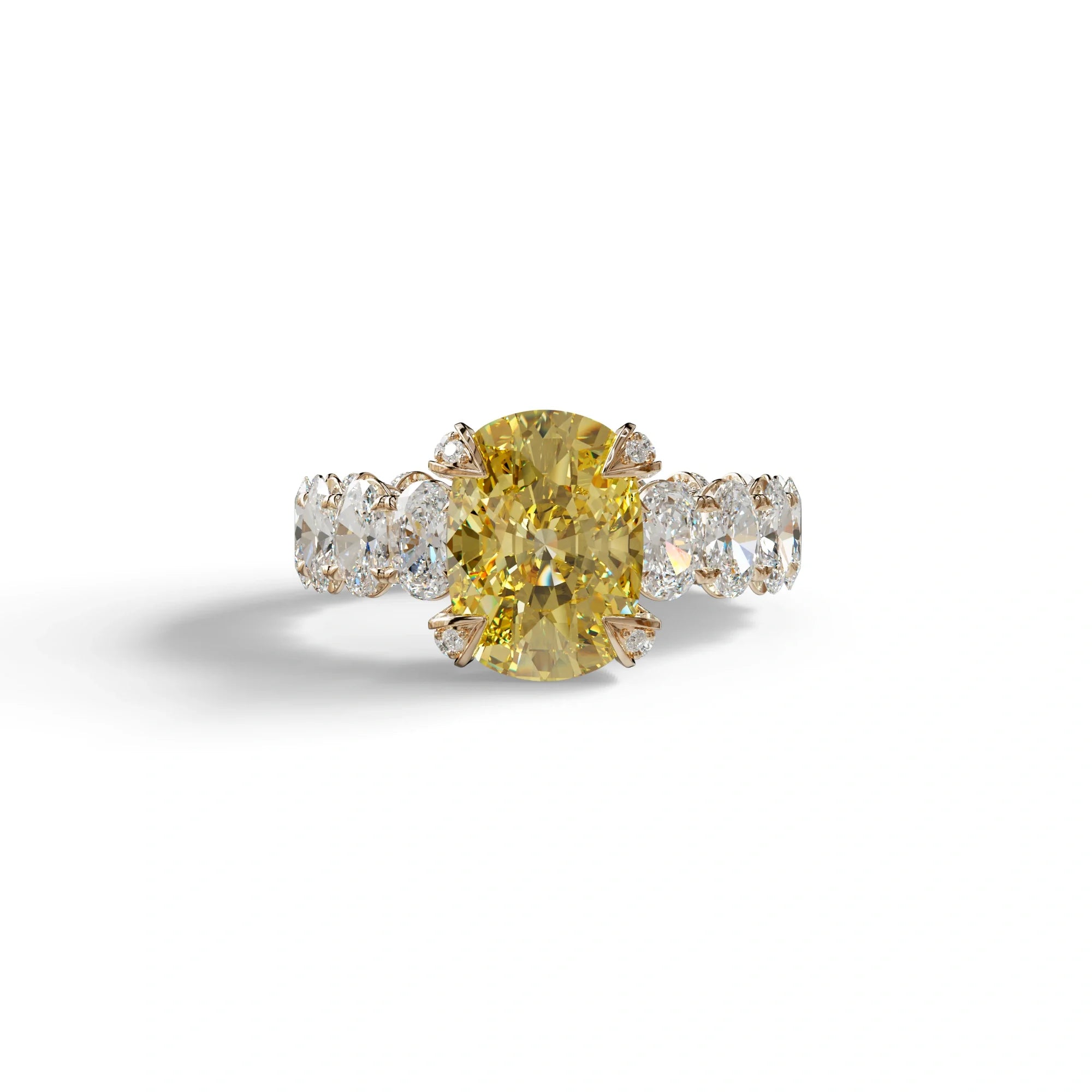 4 Carat Yellow Oval Cut Full Eternity Lab Grown Diamond Ring - Enigma - 10K Solid Gold / Rose Gold