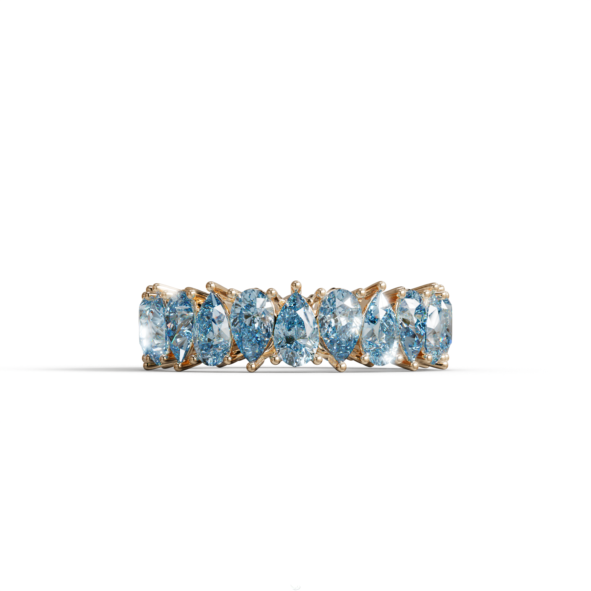 Blue Pear Diamond Full Eternity Band - Stackable Ring - 10K Solid Gold / Rose Gold