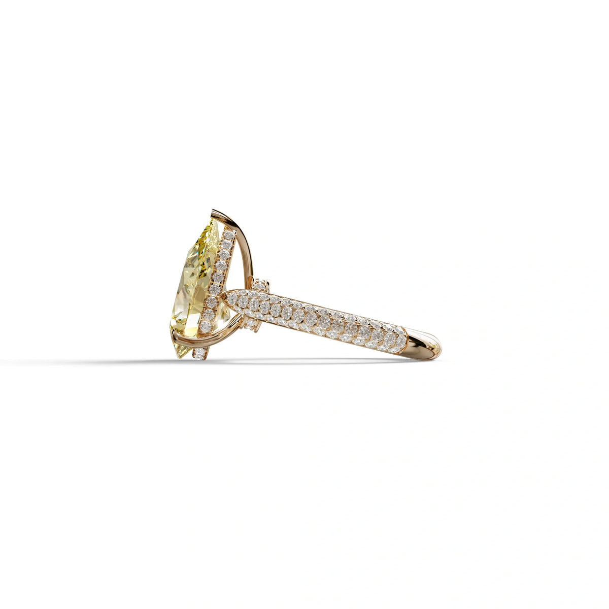 3 Carat Yellow Pear Shaped Hidden Halo Lab Diamond Engagement Ring - Alina