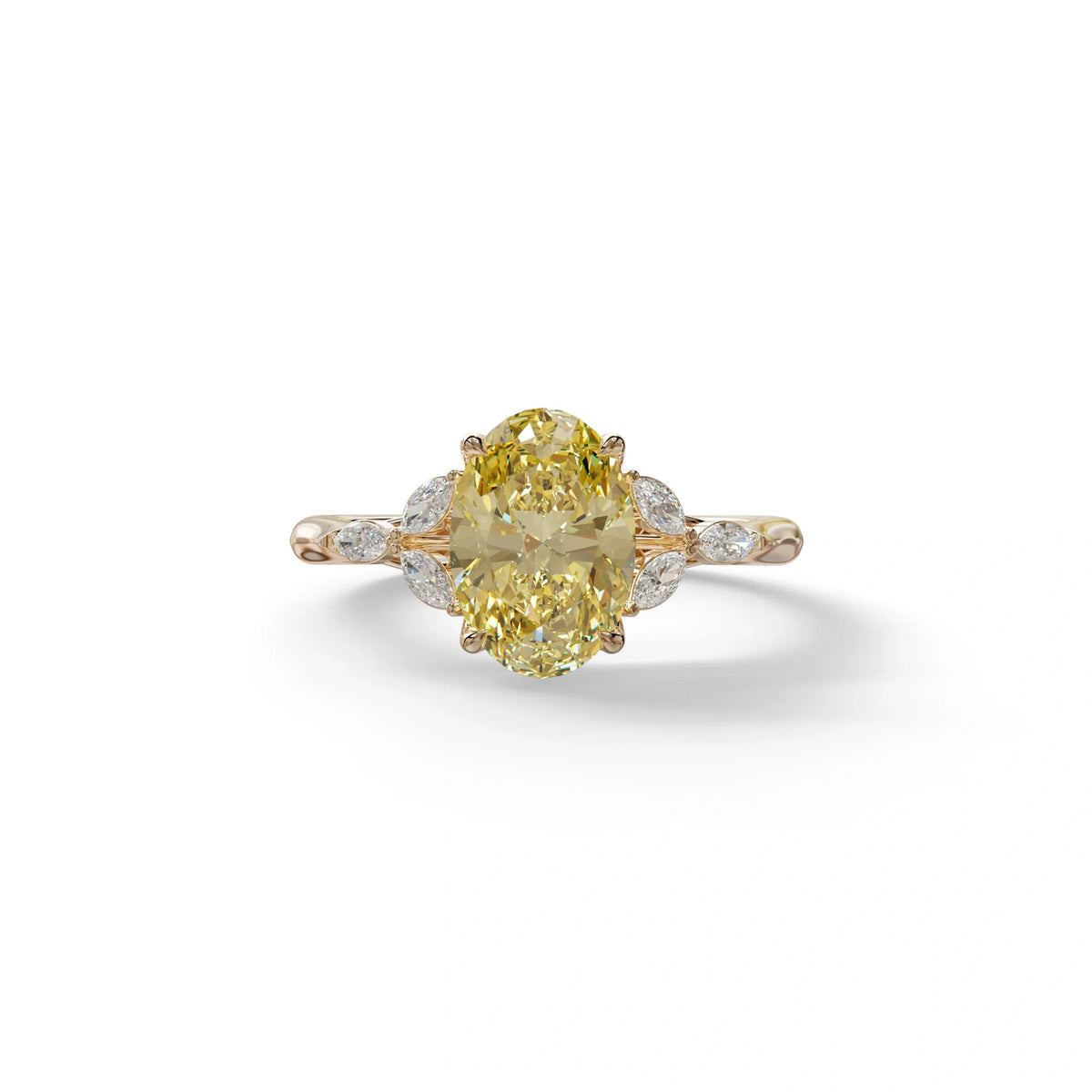 2.5 Carat Yellow Lab Grown Diamond Engagement Ring · Oval Cut Nature-Inspired | Halcyon - view 2