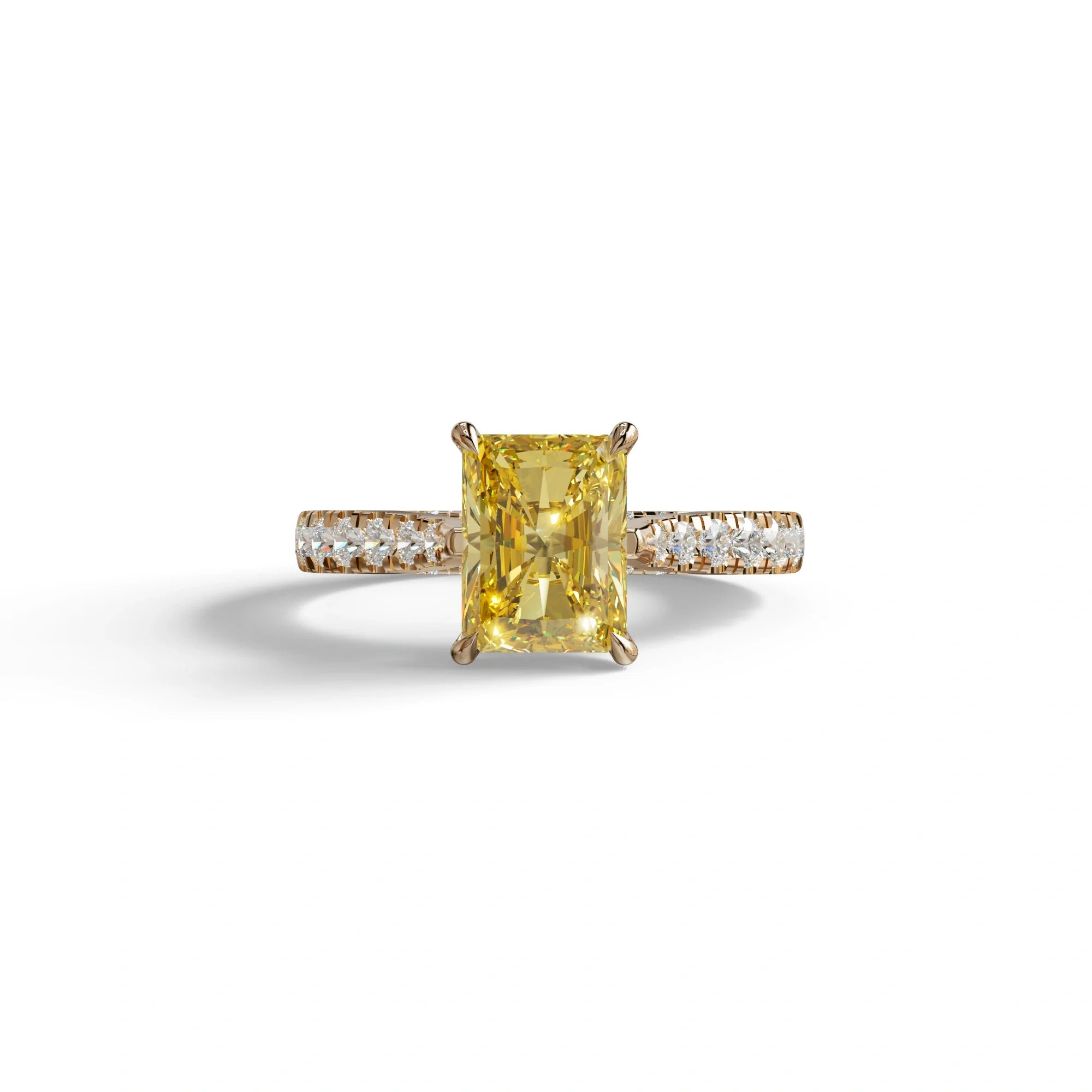 2 Carat Yellow Radiant Cut Halo & Pave Lab Grown Diamond Ring- Asphalt