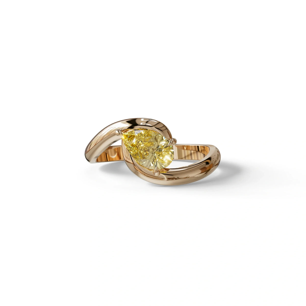 2 Carat Yellow Pear Cut Solitaire Lab Grown Diamond Ring - Maniya - 10K Solid Gold / Rose Gold