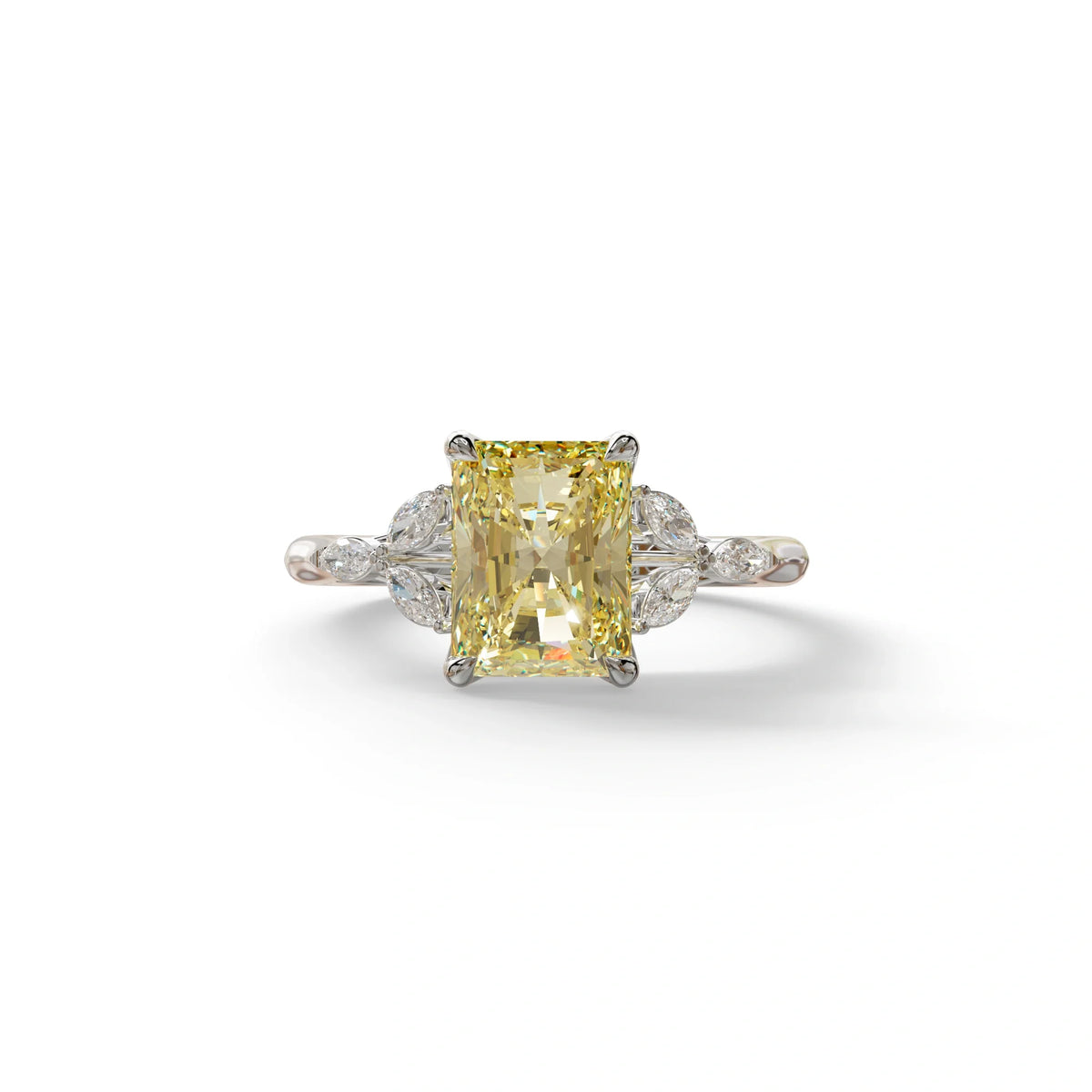 2.5 Carat Yellow Lab Grown Diamond Engagement Ring · Radiant Cut Nature-Inspired | Aurora - view 3