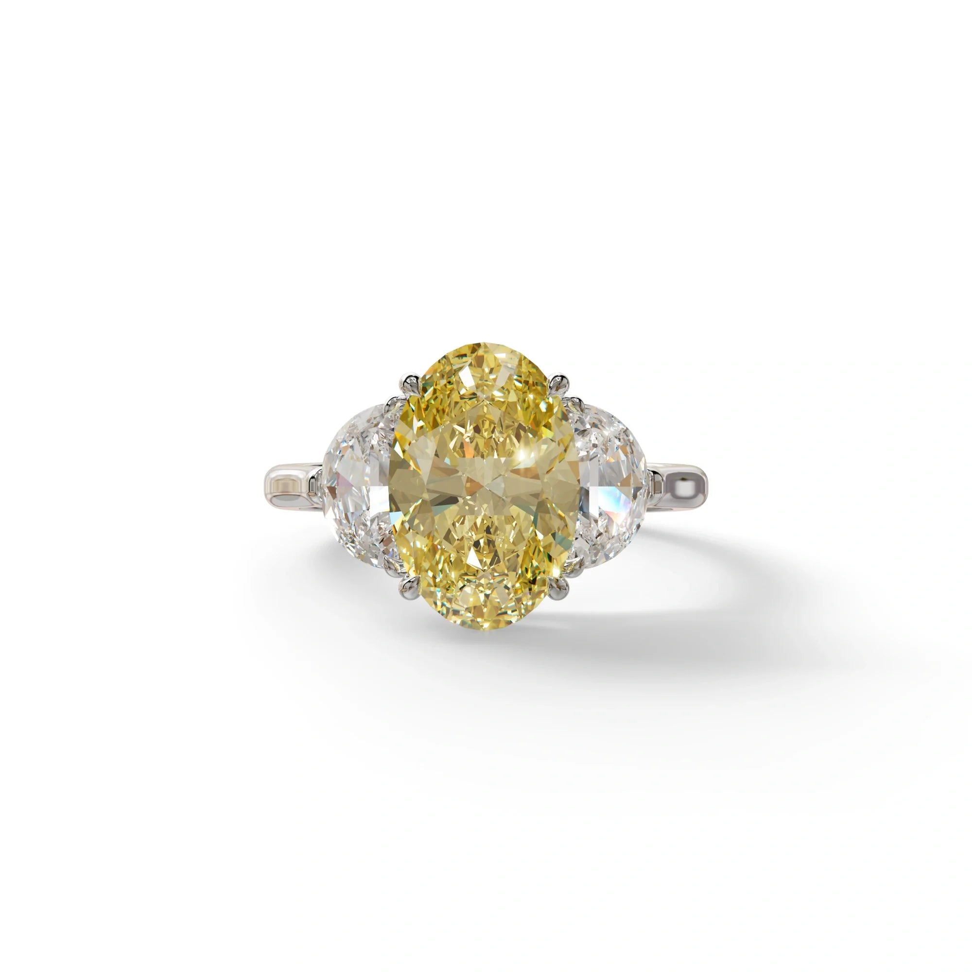 3 Carat Yellow Lab Grown Diamond Engagement Ring · Oval Cut Three Stone | Constellation - view 3