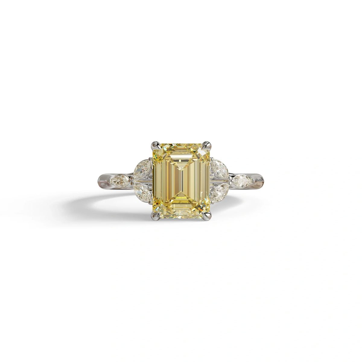 2.5 Carat Yellow Lab Grown Diamond Engagement Ring · Emerald Cut Nature-Inspired | Verona - view 3